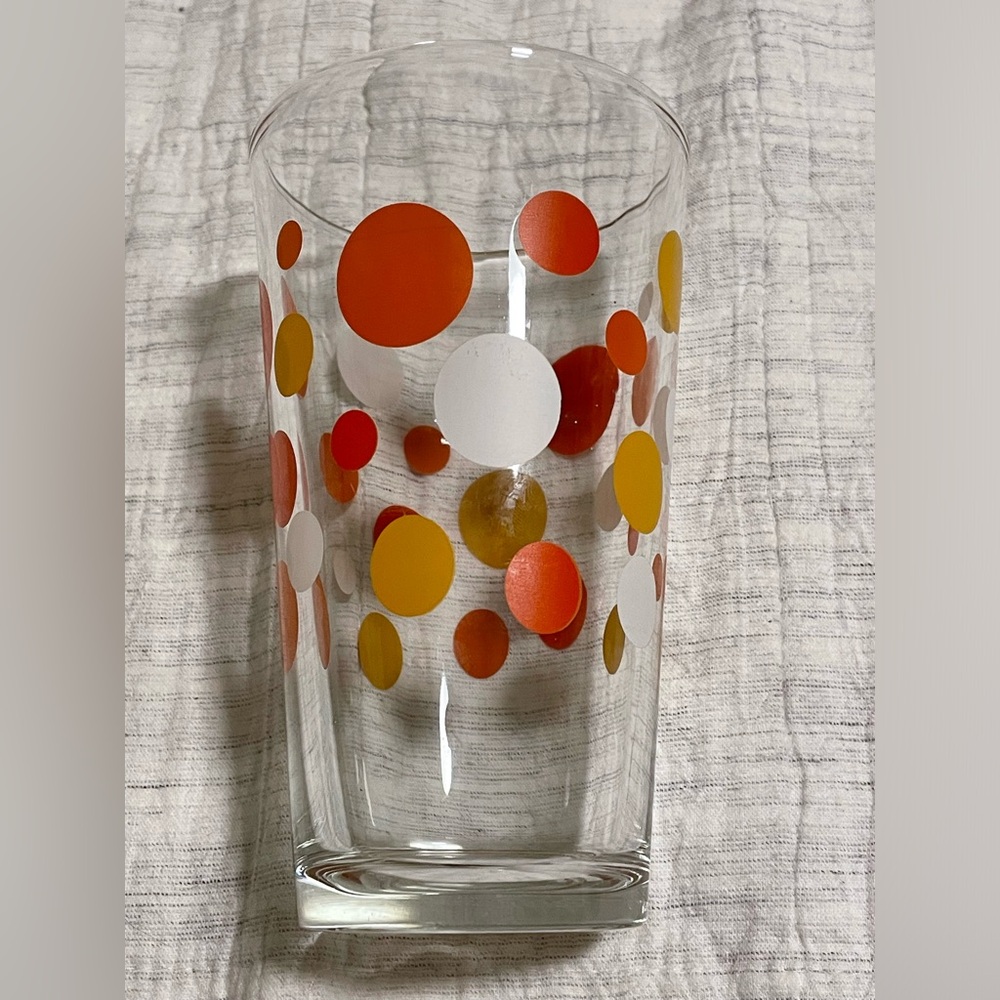 Libbey Polka Dot Glass Tumbler-orange,yellow,white